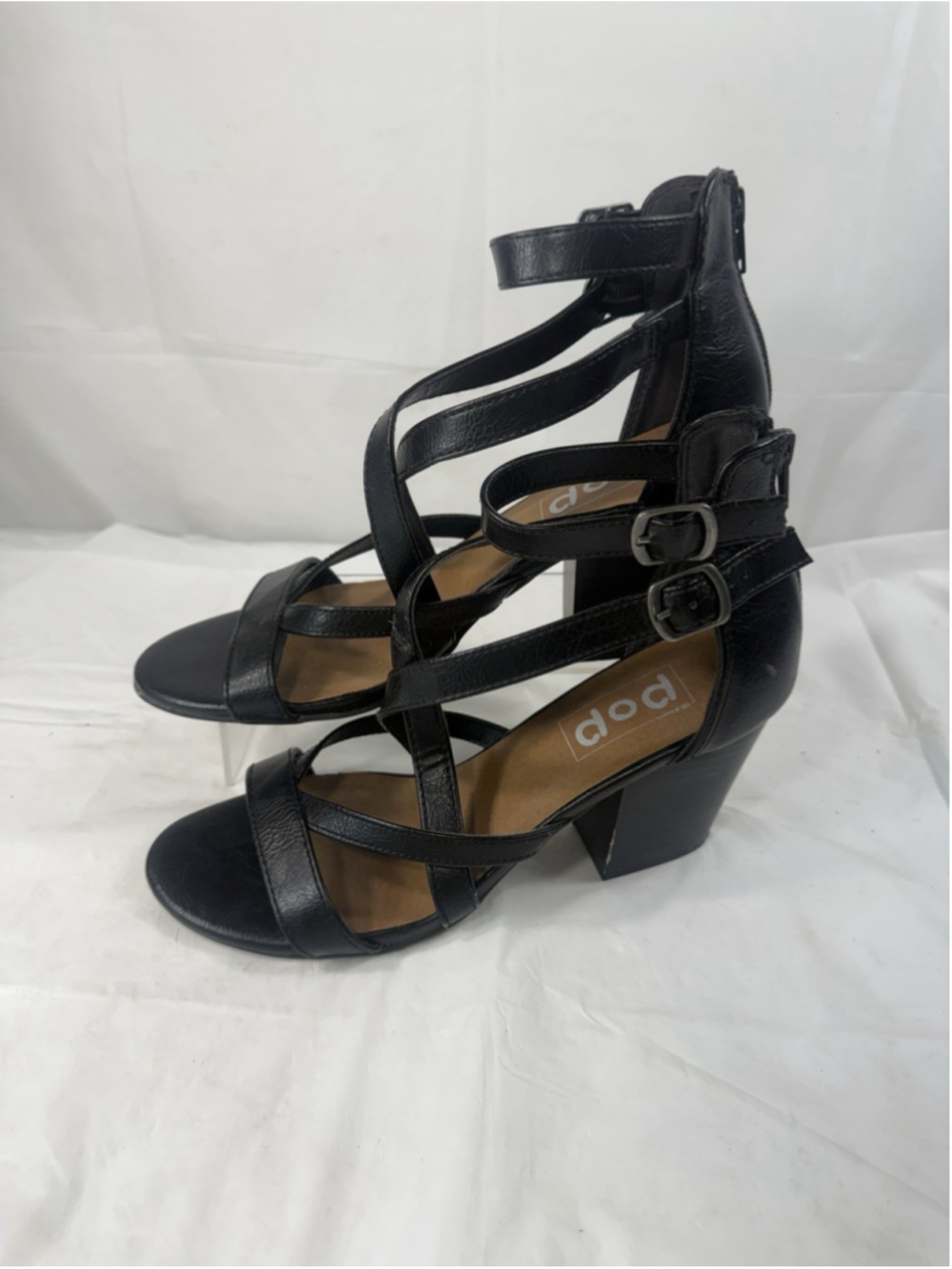 POP KINDRED Gladiator Strappy Sandals BLACK Size 8.5 M